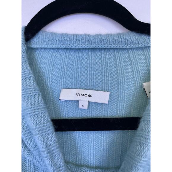 Vince Light Blue Wool Cashmere Ribbed Mock Neck Sweater Women’s Large - Picture 3 of 9